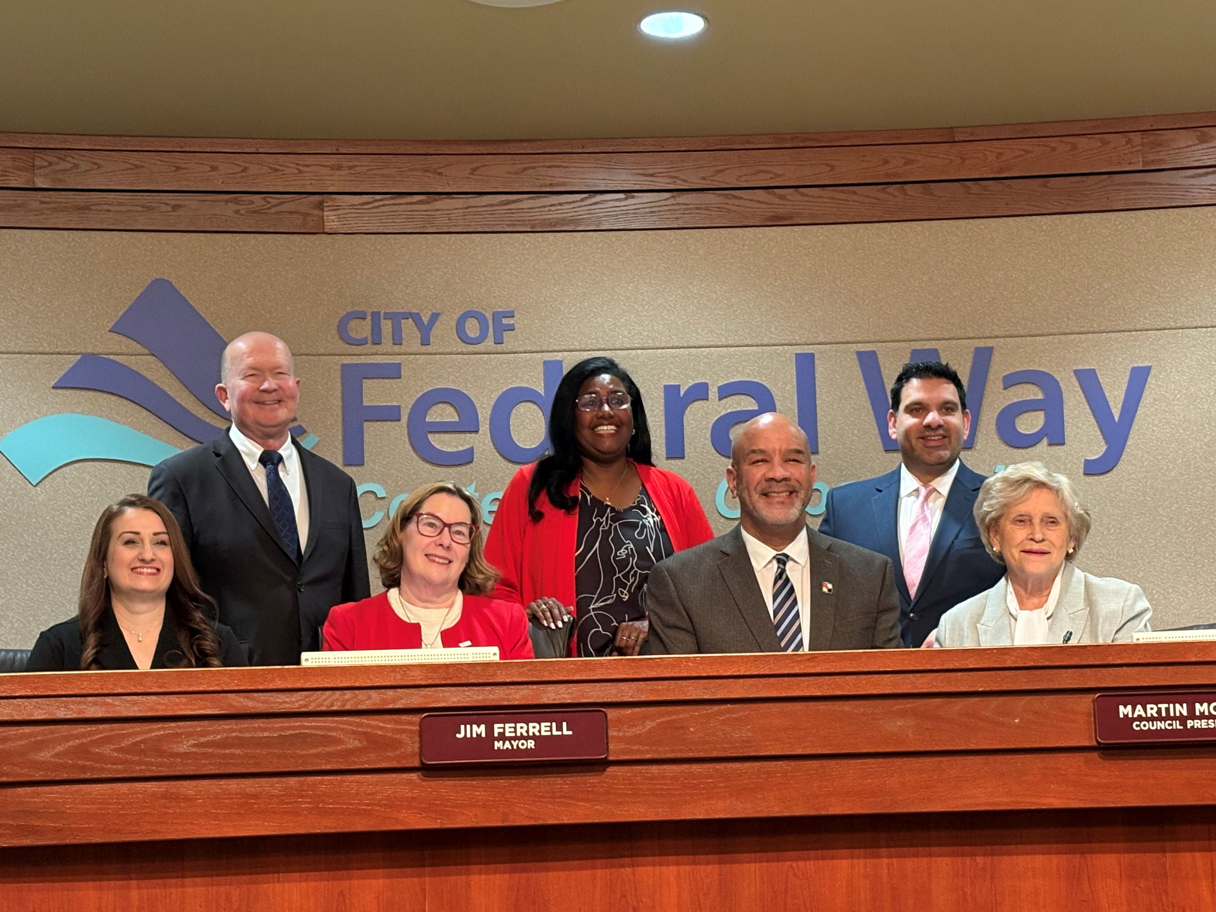 Back Row: Councilmember Jack Walsh, Councilmember Lydia Assefa-Dawson, Council President Martin Moore. Front Row: Councilmember Melissa Hamilton, Councilmember Susan Honda, Councilmember Les Sessoms, Councilmember Linda Kochmar