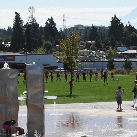 Town Square Park with Mt. Rainier in background