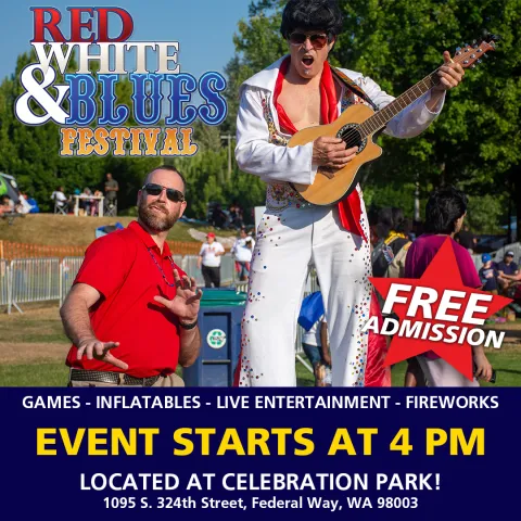 Red White and Blues Fest Promotional Image in Celebration Park Federal Way